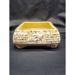 MCM Ceramic yellow & Gold Planter with Leaves